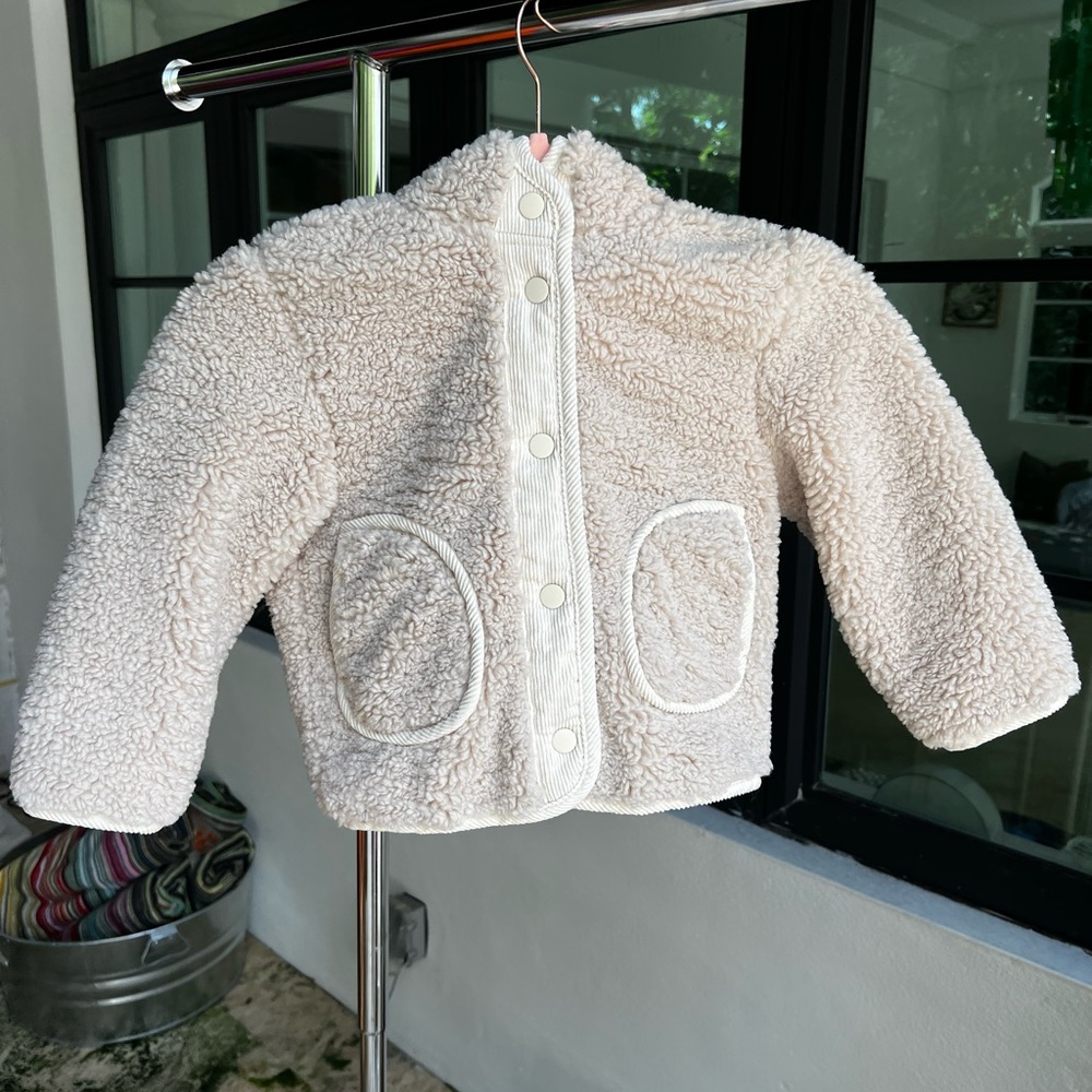 Hooded faux shearling jacket